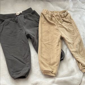 Toddler Gray and Tan Jogger Pants